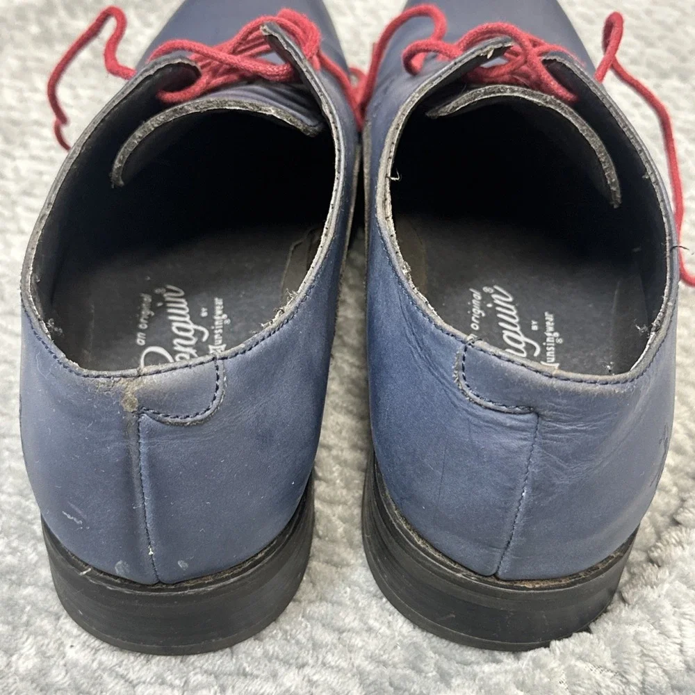 Penguin Bryan by Munsingwear Shoes Men's‎ 8 Blue Leather Oxford Red Laces Dress